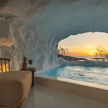 别墅 Black With Cave Heated Pool Mykonos Town